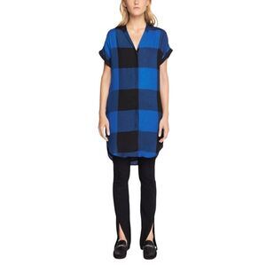 𝅺RAG & Bone Cooper Blue Buffalo Check Plaid Shirt Dress Size 6